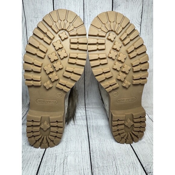 NINE WEST  Gray Faux Suede Fur Trim Hiking  Boots Sz 6.5 - Picture 10 of 14